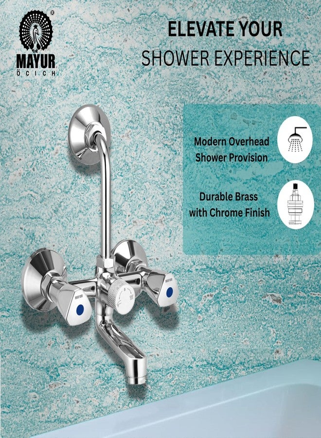 MAYUR ÖCICH Brass Wall Mixer Tap for Bathroom with Overhead Shower Arrangement (TRI) | Chrome Finish, Hot & Cold Water Mixer, 10-Year Warranty - Image 3